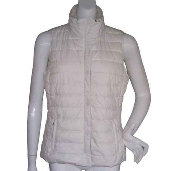 CALVIN KLEIN Puffer Vest, M, Winter White, Sherpa collar, Zipper front/flap - Picture 1 of 12